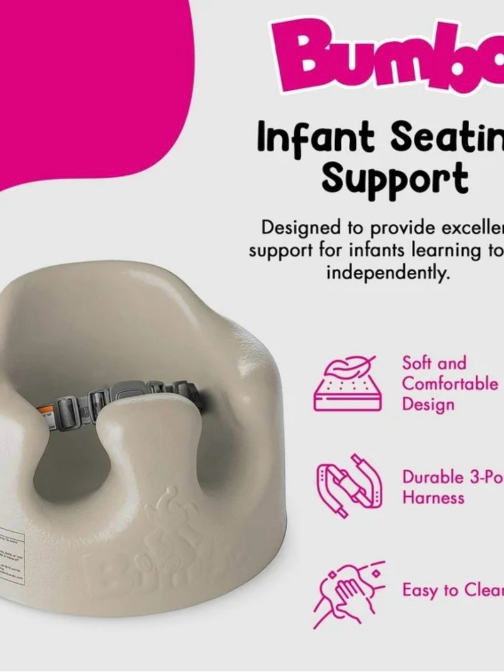 Bumbo Infant Seating Support in Cradle Pink - Picture 2 of 5